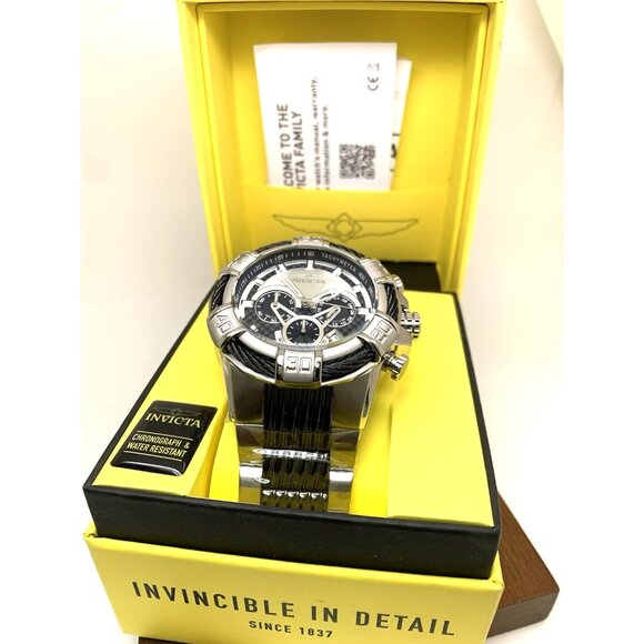 Invicta Men\'s Watch 29569 Bolt Quartz Chronograph Silver Black Stainless Steel